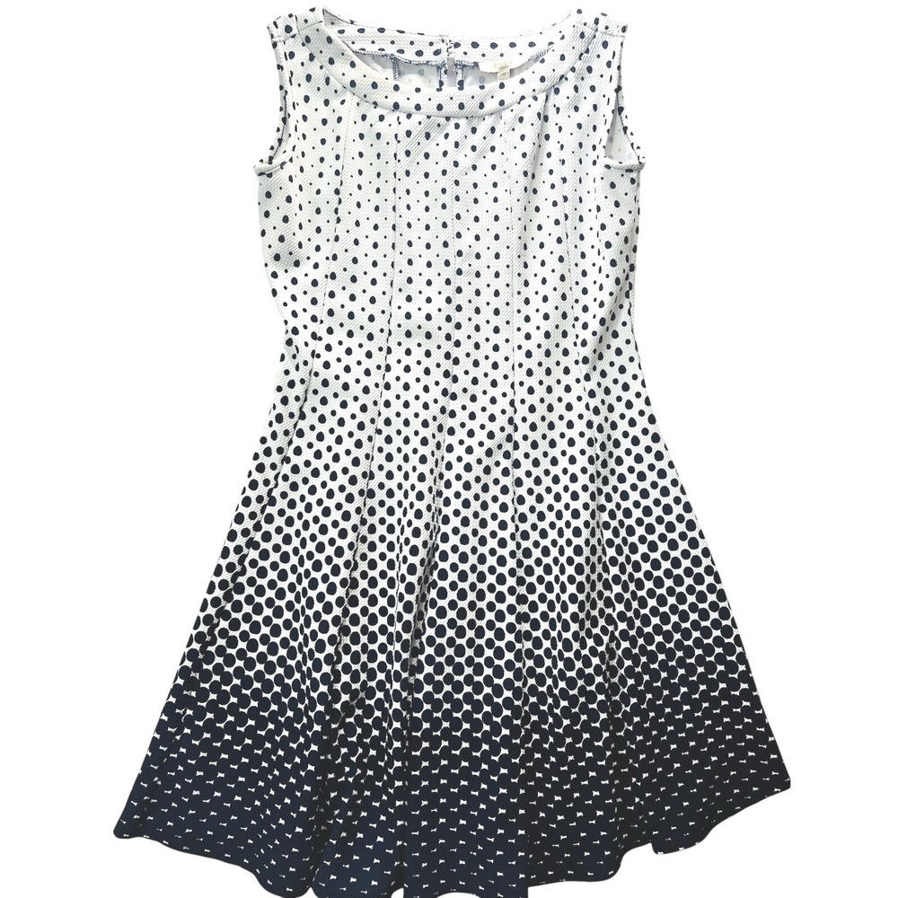 Haani Petite Size PM Women Navy Blue White Ombré Circular Pattern Casual Dress